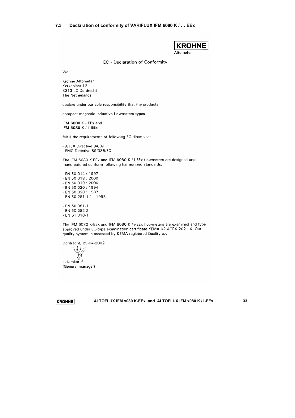 KROHNE VARIFLUX IFM 6080 K-EEx-i-EEx EN User Manual | Page 33 / 52