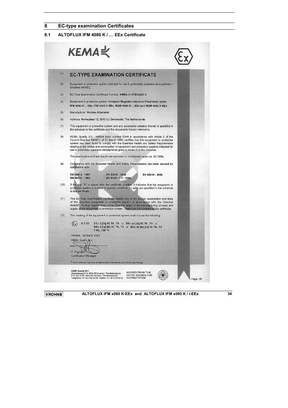 KROHNE VARIFLUX IFM 6080 K-EEx-i-EEx EN User Manual | Page 34 / 52