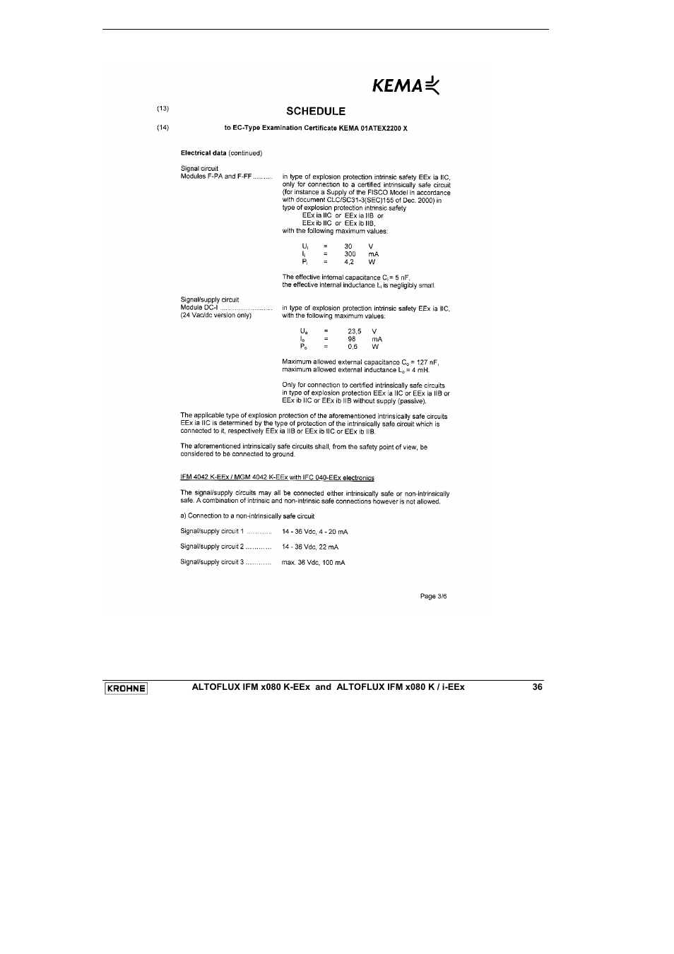 KROHNE VARIFLUX IFM 6080 K-EEx-i-EEx EN User Manual | Page 36 / 52