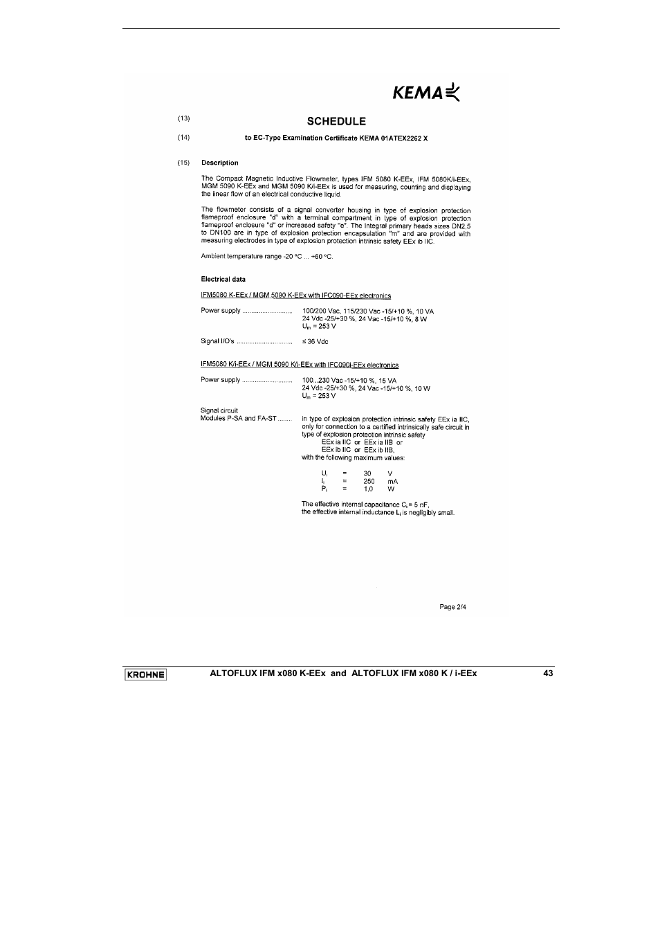KROHNE VARIFLUX IFM 6080 K-EEx-i-EEx EN User Manual | Page 43 / 52