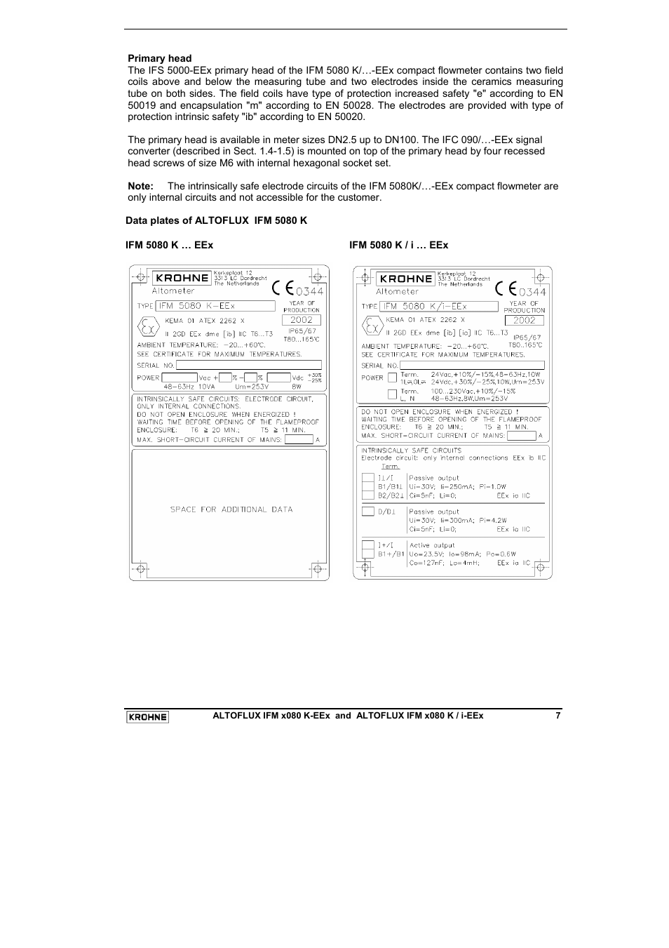 KROHNE VARIFLUX IFM 6080 K-EEx-i-EEx EN User Manual | Page 7 / 52