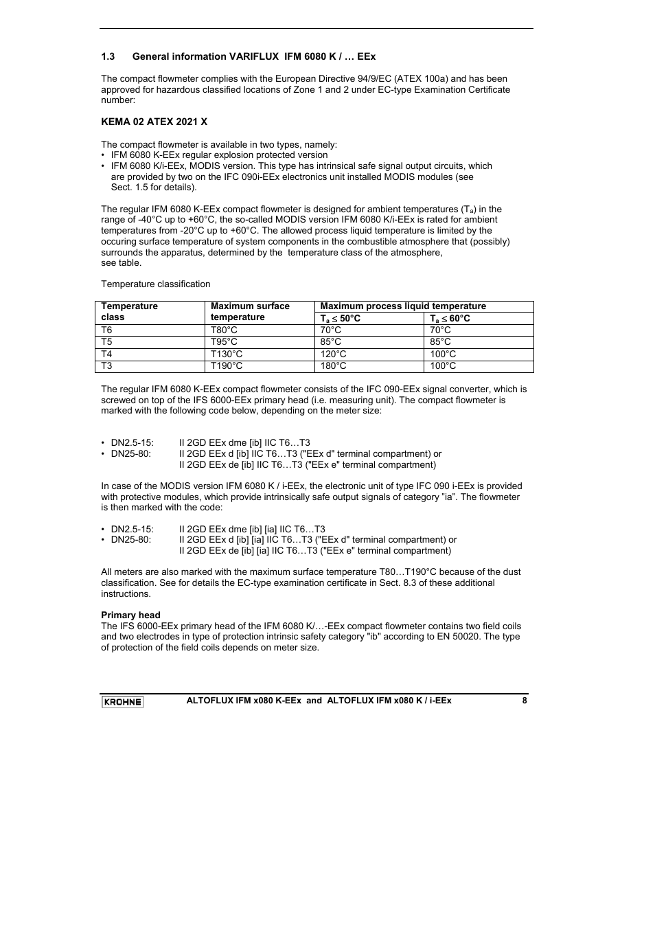 KROHNE VARIFLUX IFM 6080 K-EEx-i-EEx EN User Manual | Page 8 / 52