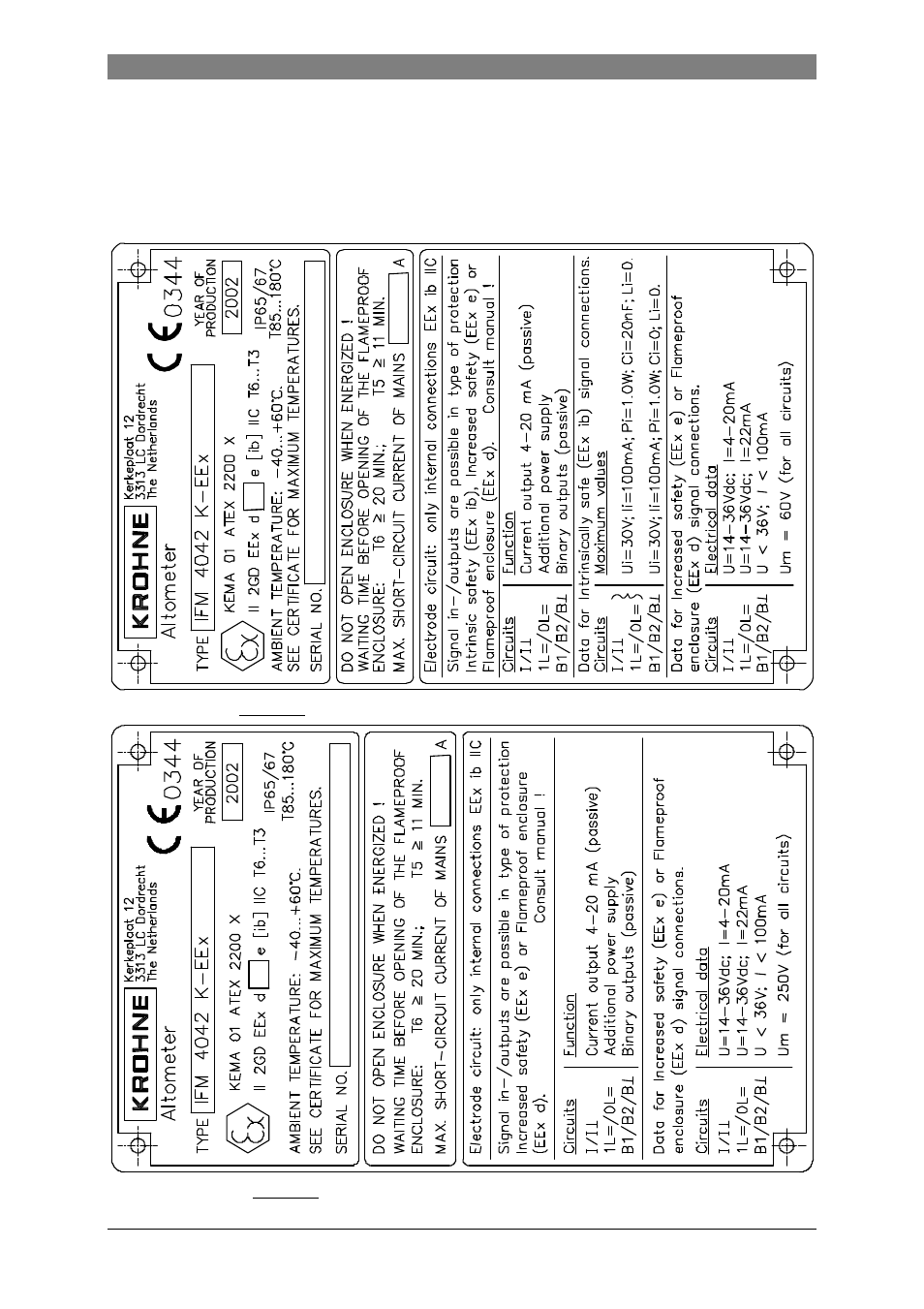 Ordering information, Data plates | KROHNE ALTOFLUX IFM4042K EEx EN User Manual | Page 13 / 18