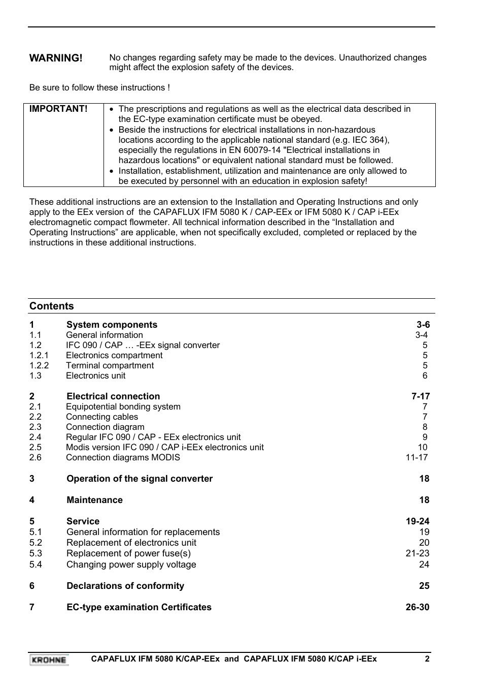 KROHNE CAPAFLUX EEx-ATEX EN User Manual | Page 2 / 30