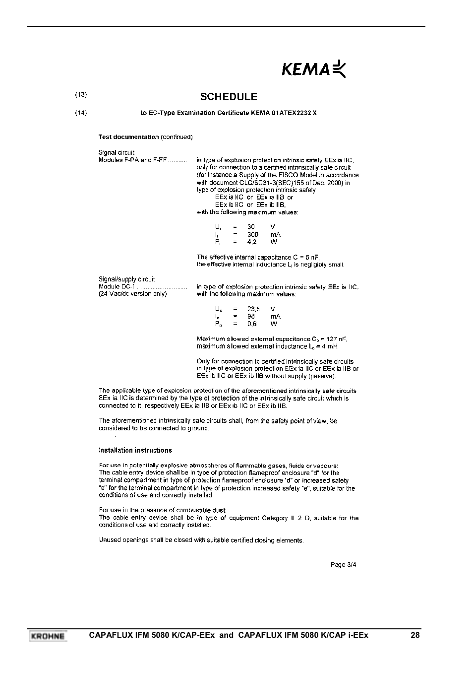 KROHNE CAPAFLUX EEx-ATEX EN User Manual | Page 28 / 30