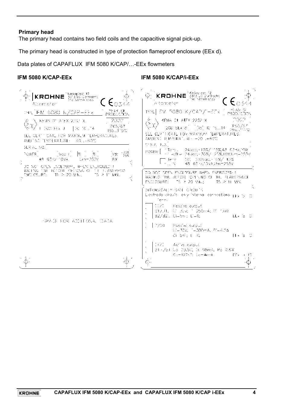 KROHNE CAPAFLUX EEx-ATEX EN User Manual | Page 4 / 30