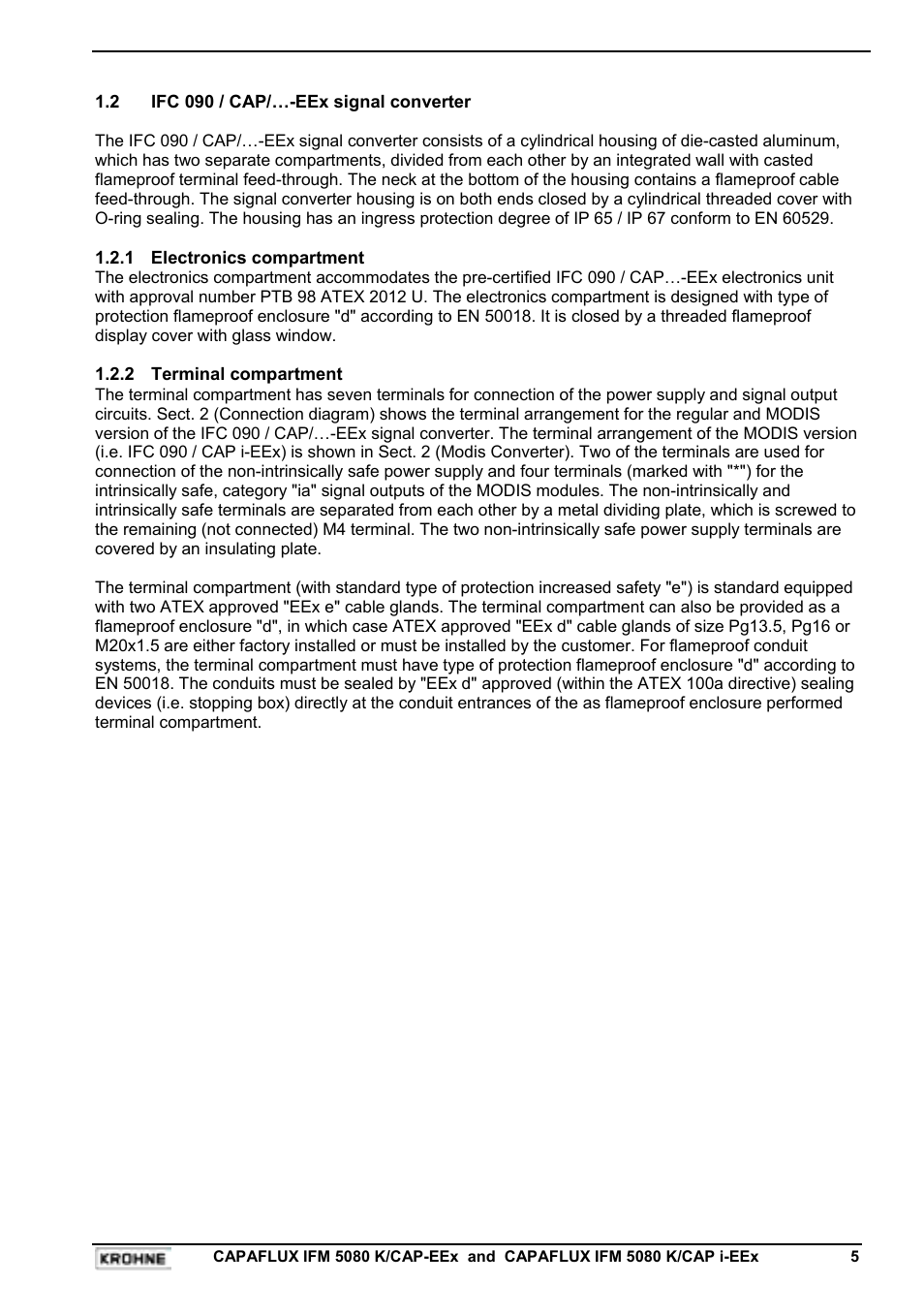 KROHNE CAPAFLUX EEx-ATEX EN User Manual | Page 5 / 30