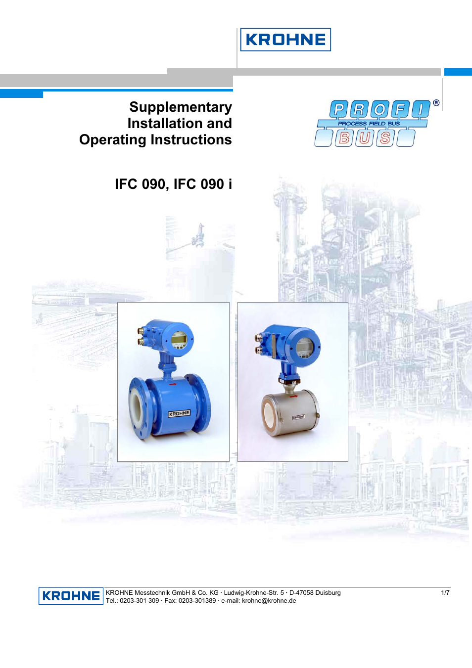 KROHNE IFC 090 Converter PROFIBUS PA EN User Manual | 7 pages