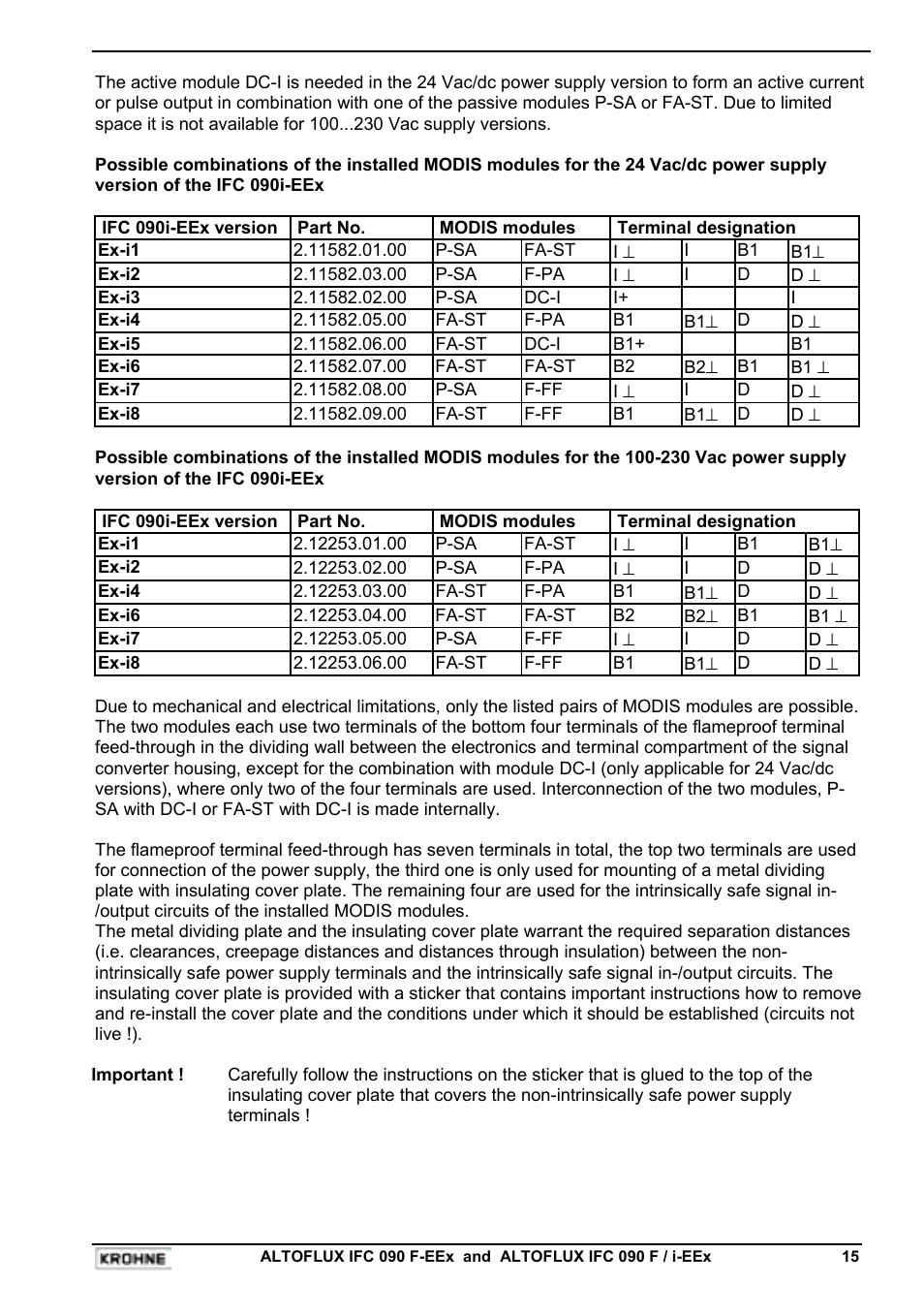 KROHNE IFC 090F Converter EEx-ATEX EN User Manual | Page 15 / 36