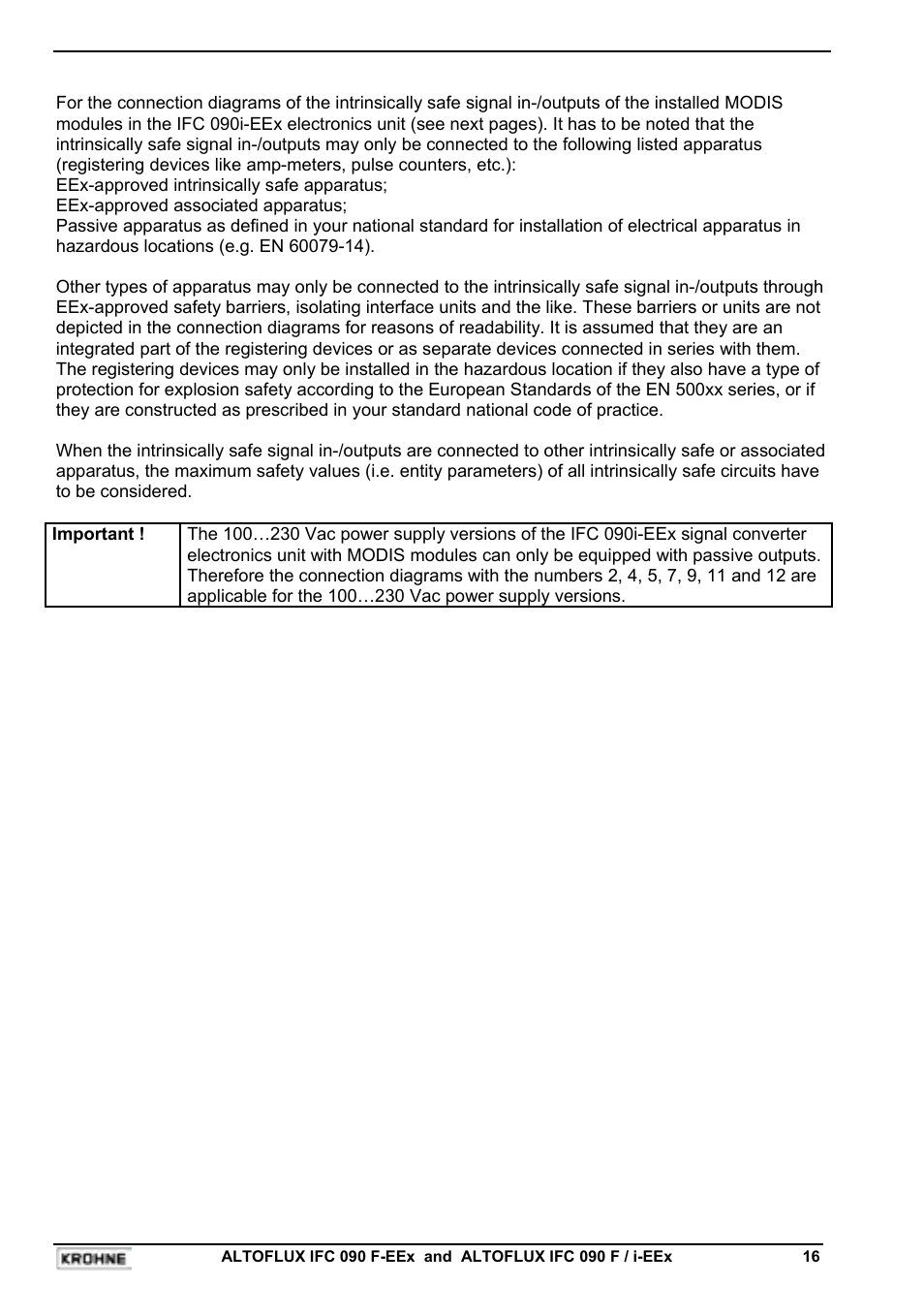 KROHNE IFC 090F Converter EEx-ATEX EN User Manual | Page 16 / 36