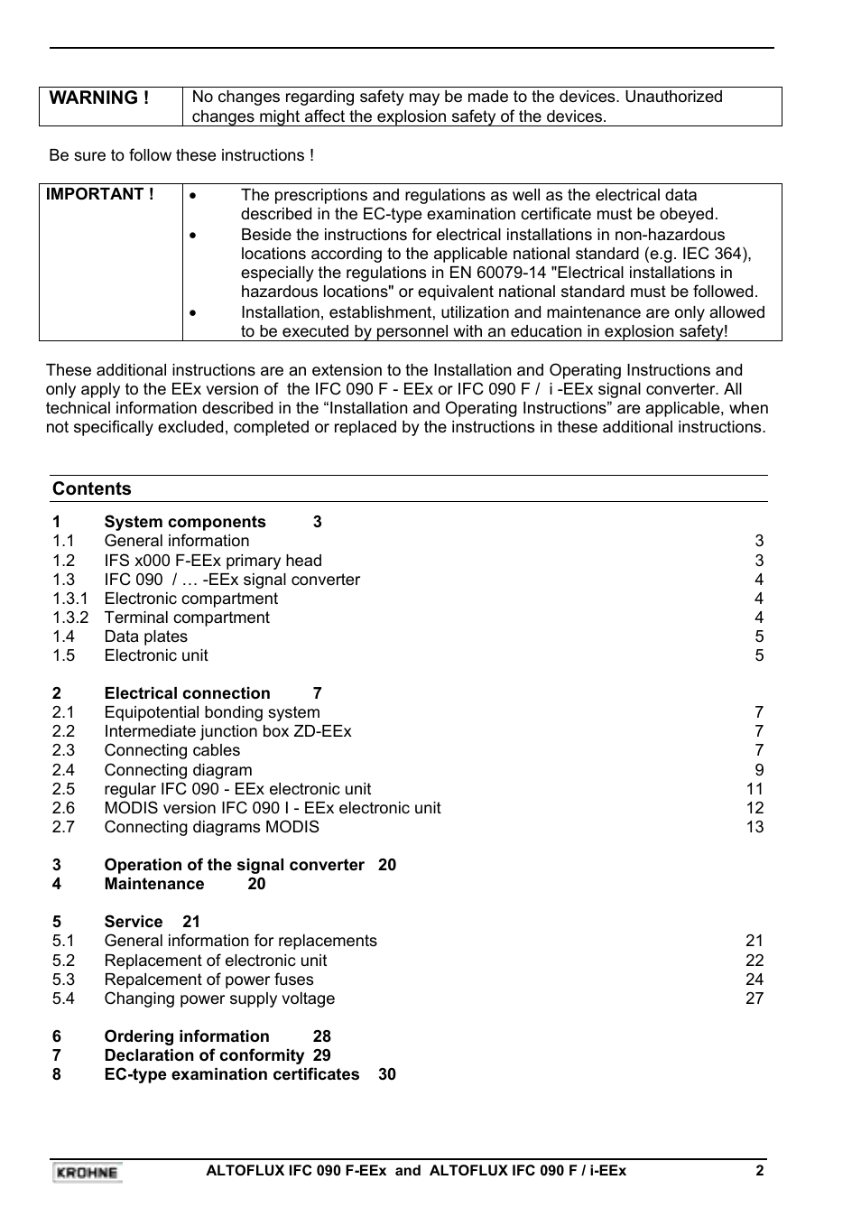 KROHNE IFC 090F Converter EEx-ATEX EN User Manual | Page 2 / 36