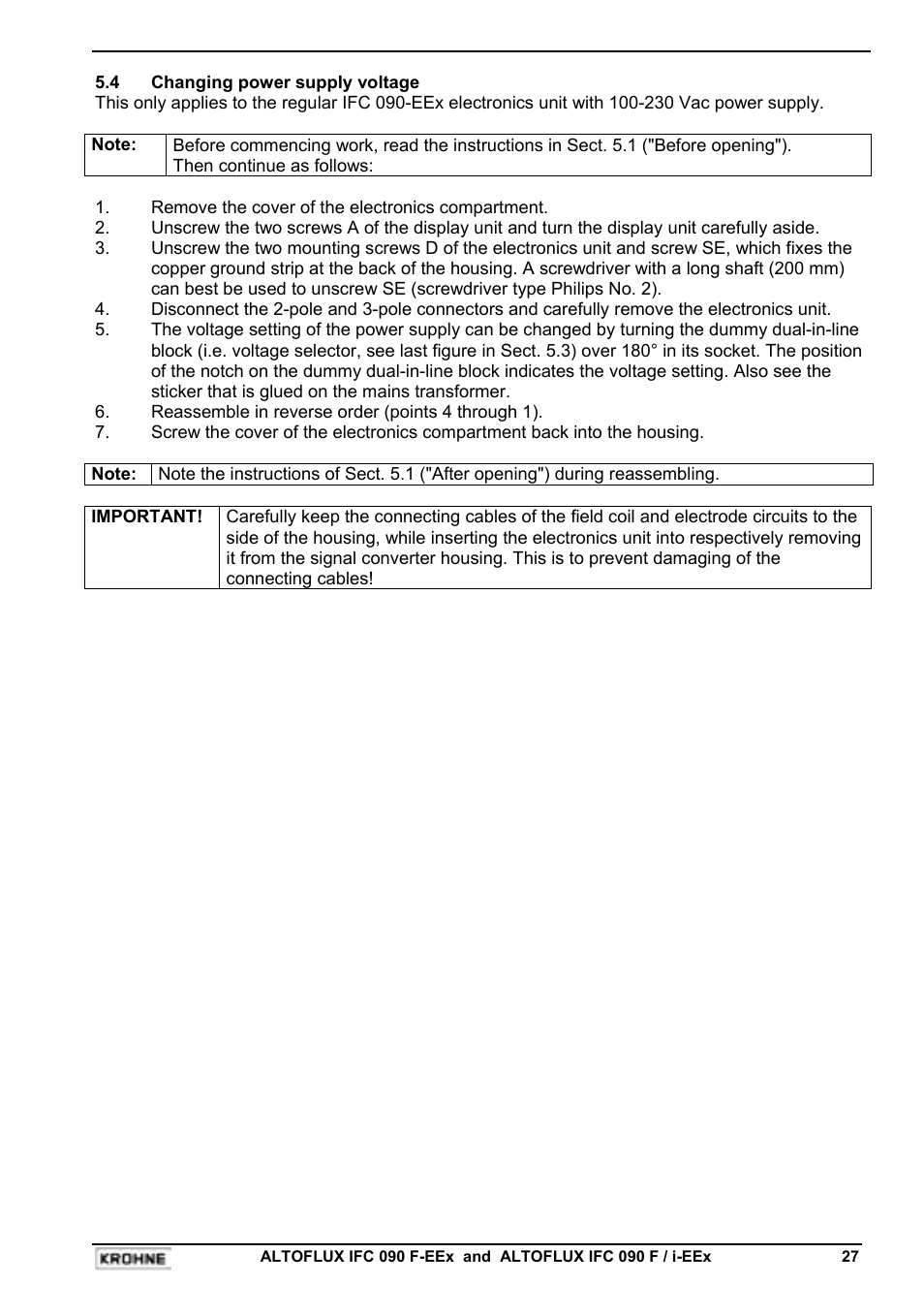 KROHNE IFC 090F Converter EEx-ATEX EN User Manual | Page 27 / 36