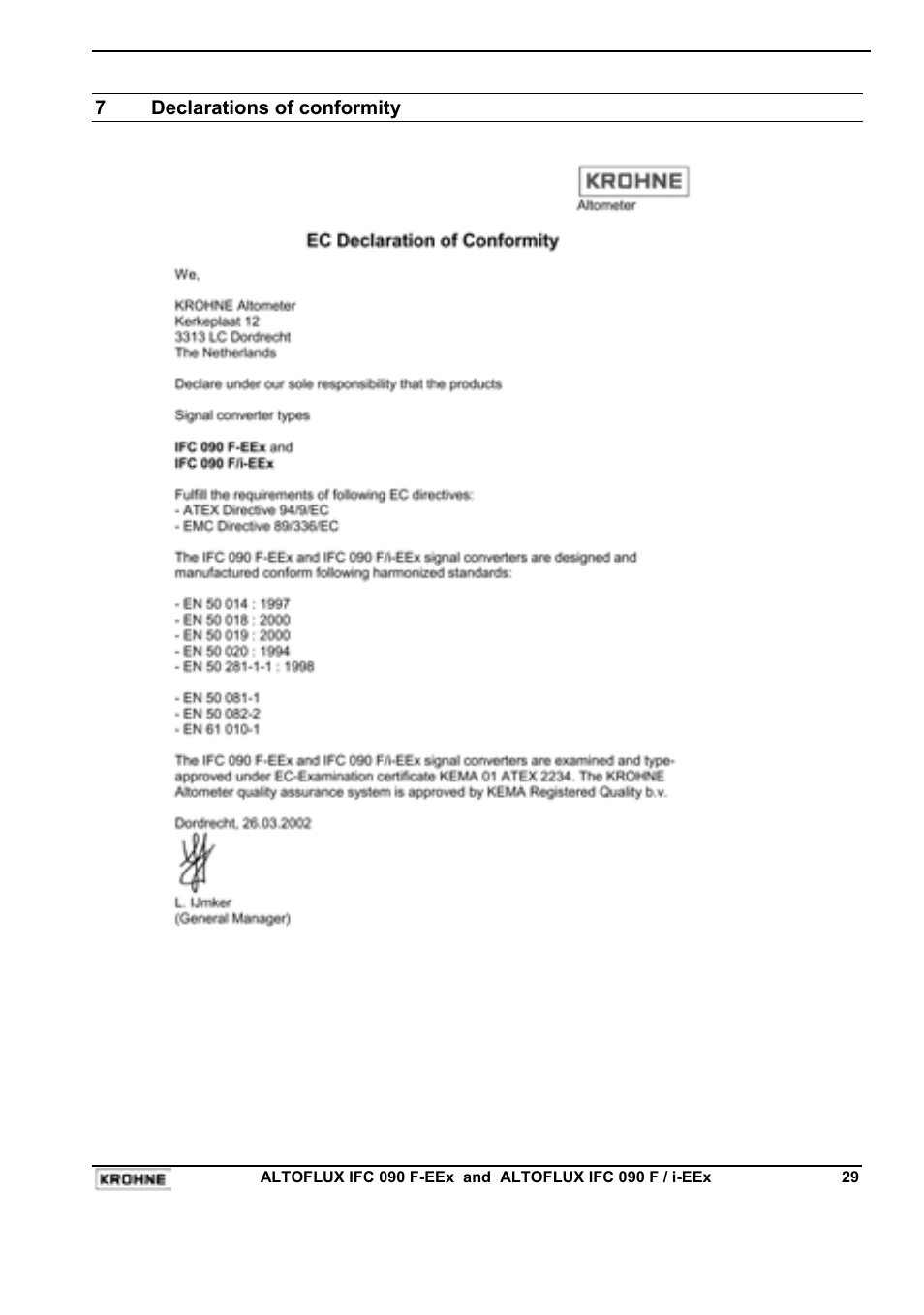 KROHNE IFC 090F Converter EEx-ATEX EN User Manual | Page 29 / 36