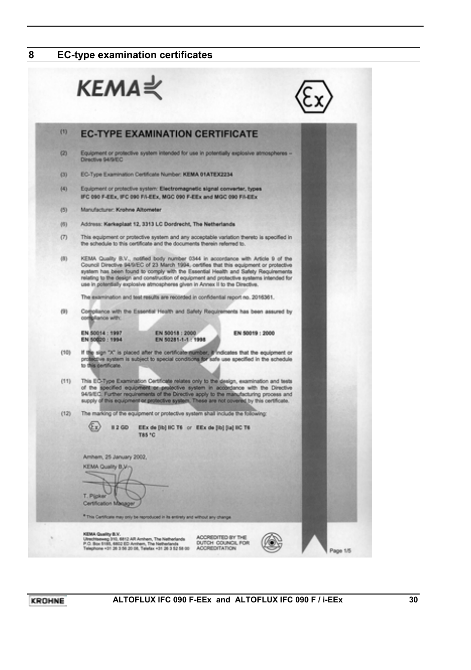 KROHNE IFC 090F Converter EEx-ATEX EN User Manual | Page 30 / 36
