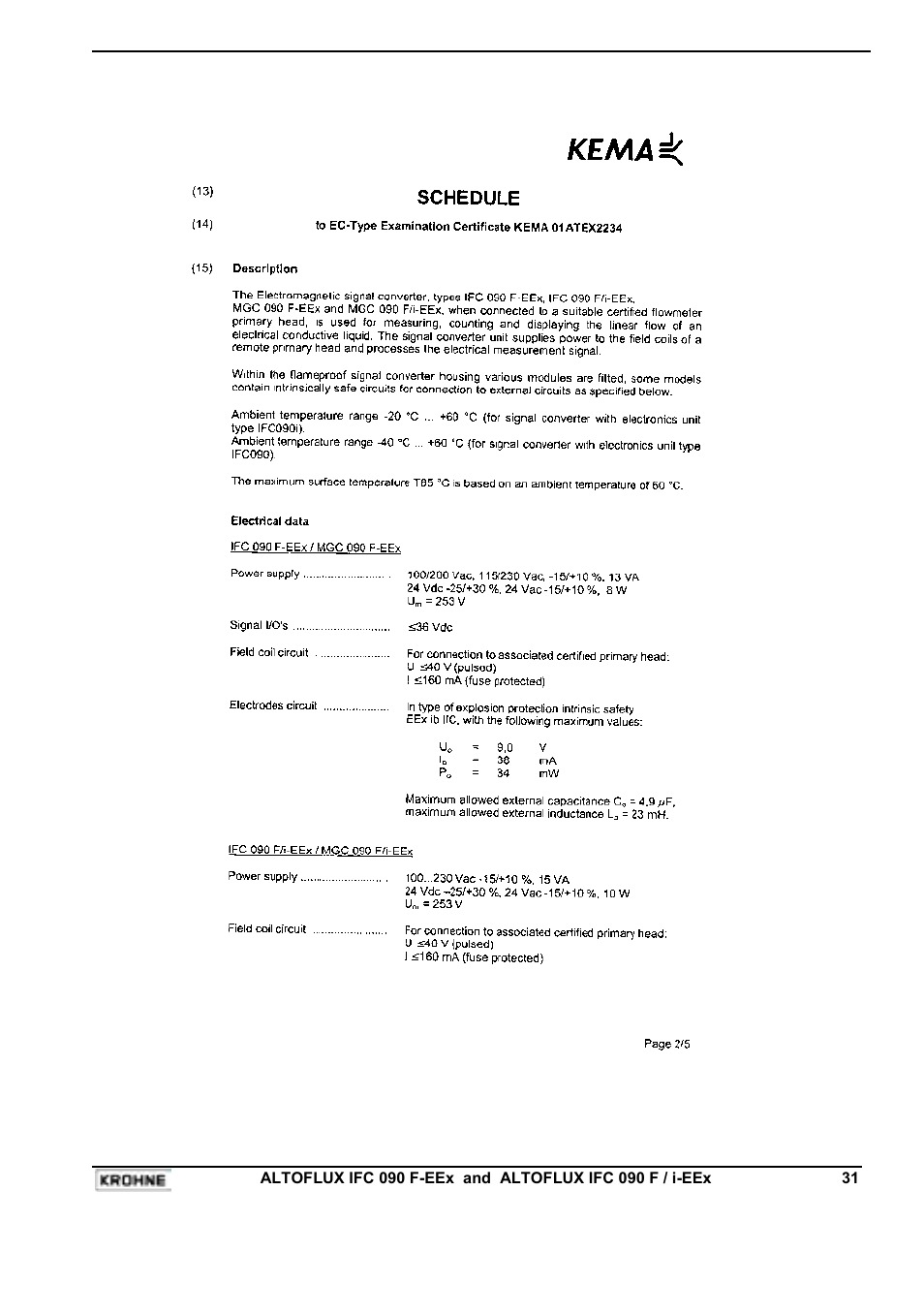KROHNE IFC 090F Converter EEx-ATEX EN User Manual | Page 31 / 36