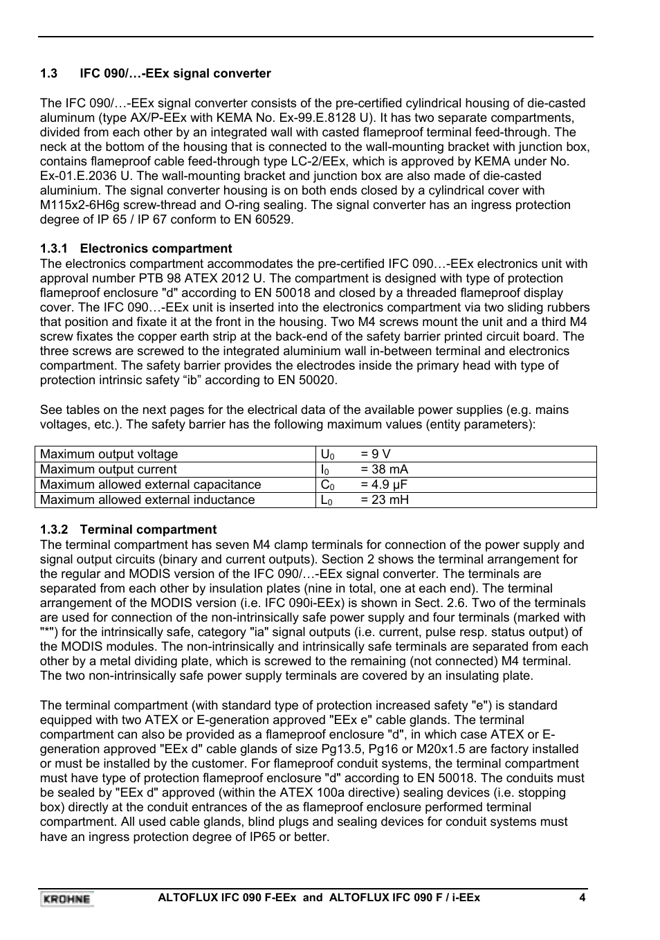 KROHNE IFC 090F Converter EEx-ATEX EN User Manual | Page 4 / 36