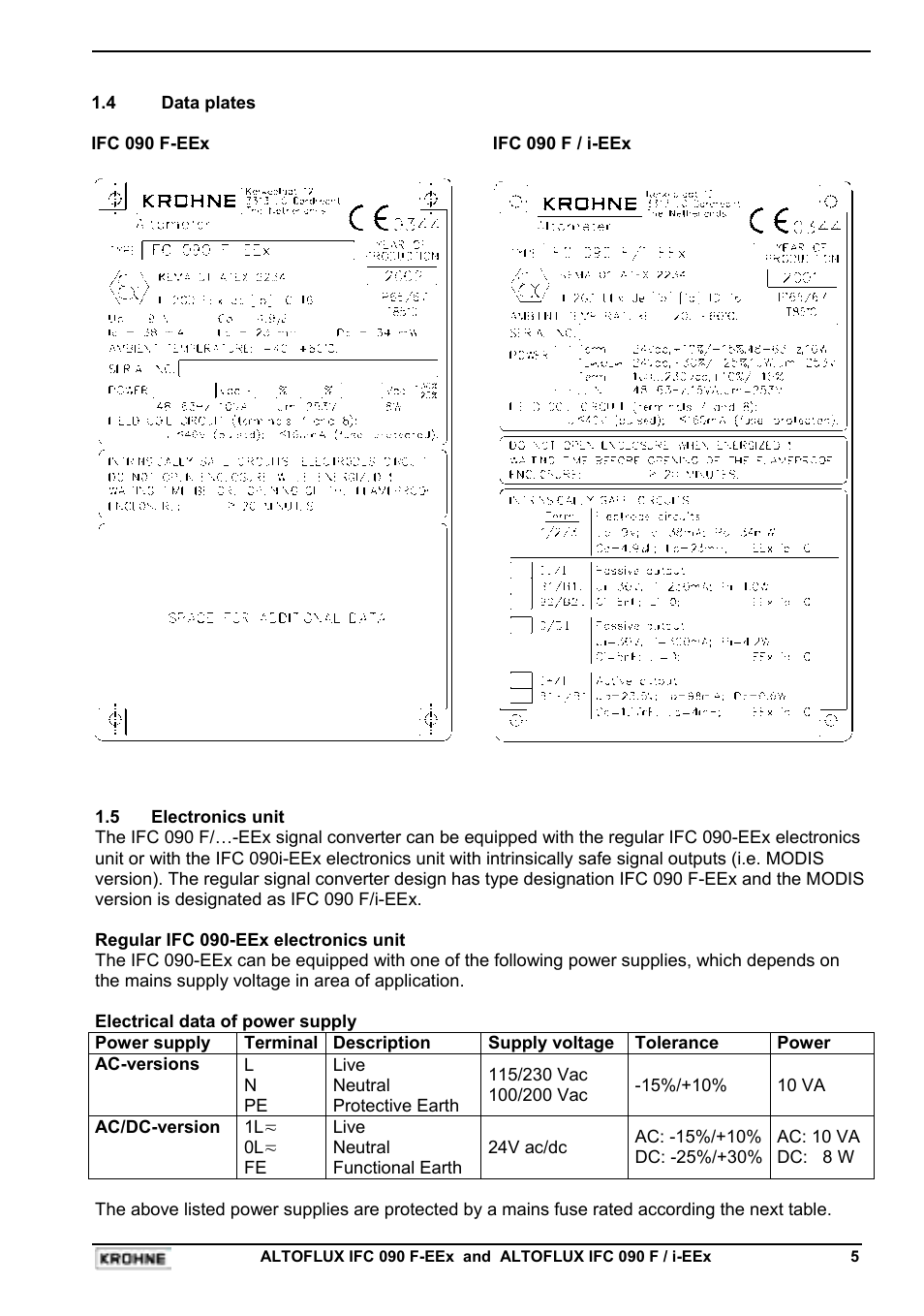 KROHNE IFC 090F Converter EEx-ATEX EN User Manual | Page 5 / 36