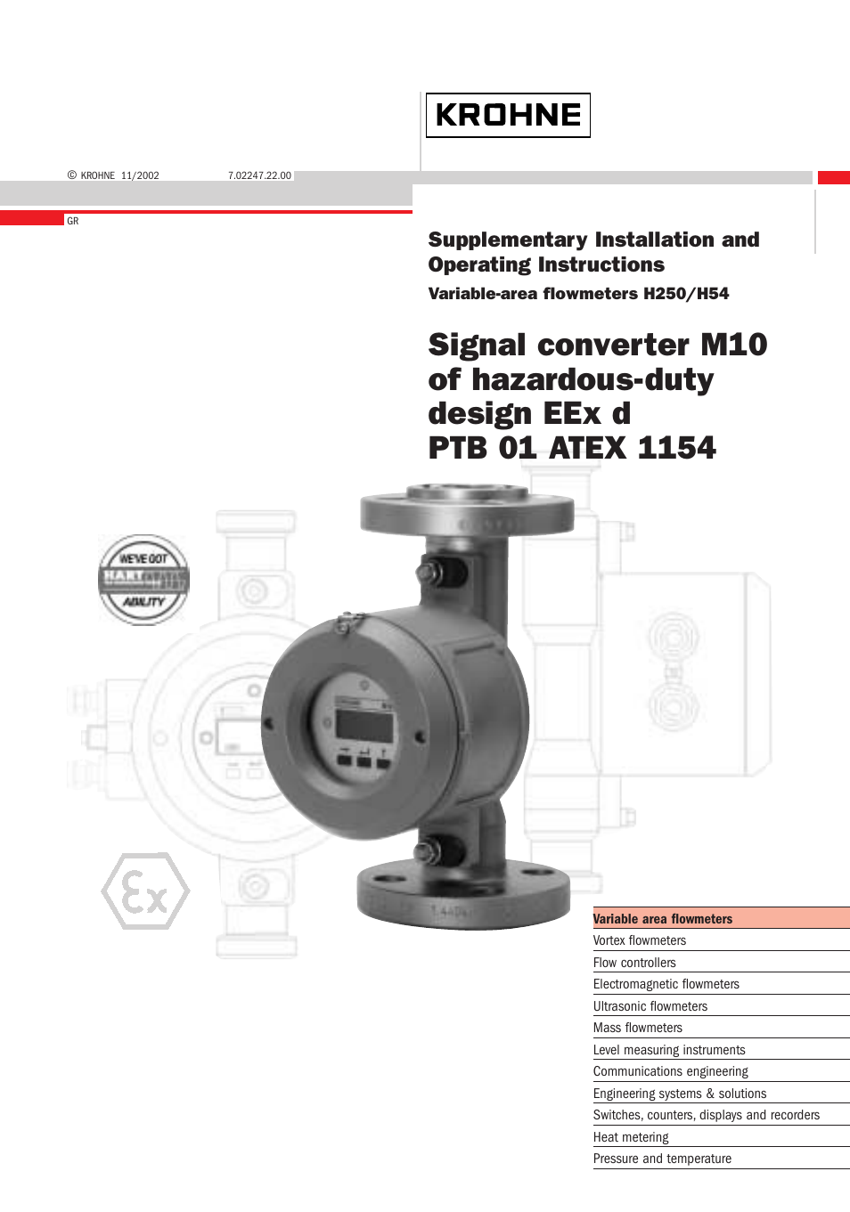 KROHNE M10 Converter H250-H 54 Ex II2G EN User Manual | 20 pages