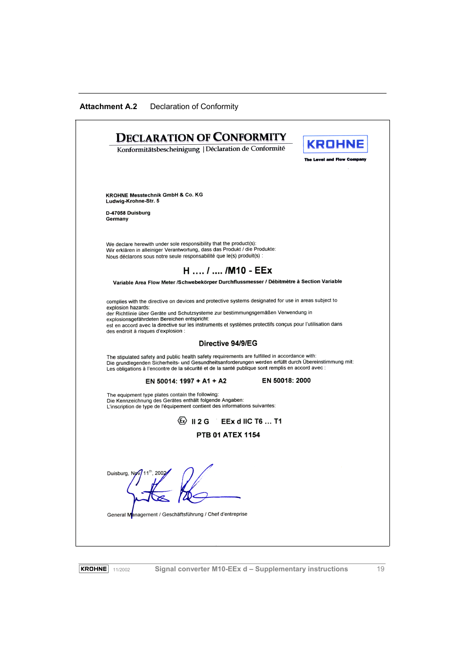 KROHNE M10 Converter H250-H 54 Ex II2G EN User Manual | Page 19 / 20