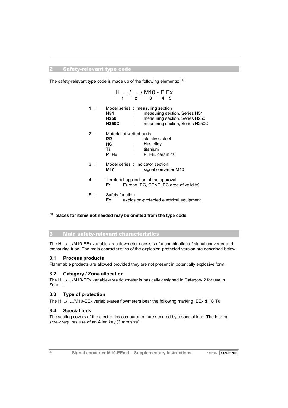 H .... / .... / m10 - e ex | KROHNE M10 Converter H250-H 54 Ex II2G EN User Manual | Page 4 / 20