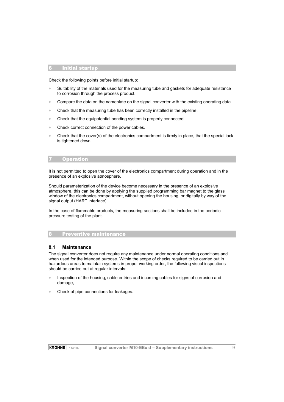 KROHNE M10 Converter H250-H 54 Ex II2G EN User Manual | Page 9 / 20