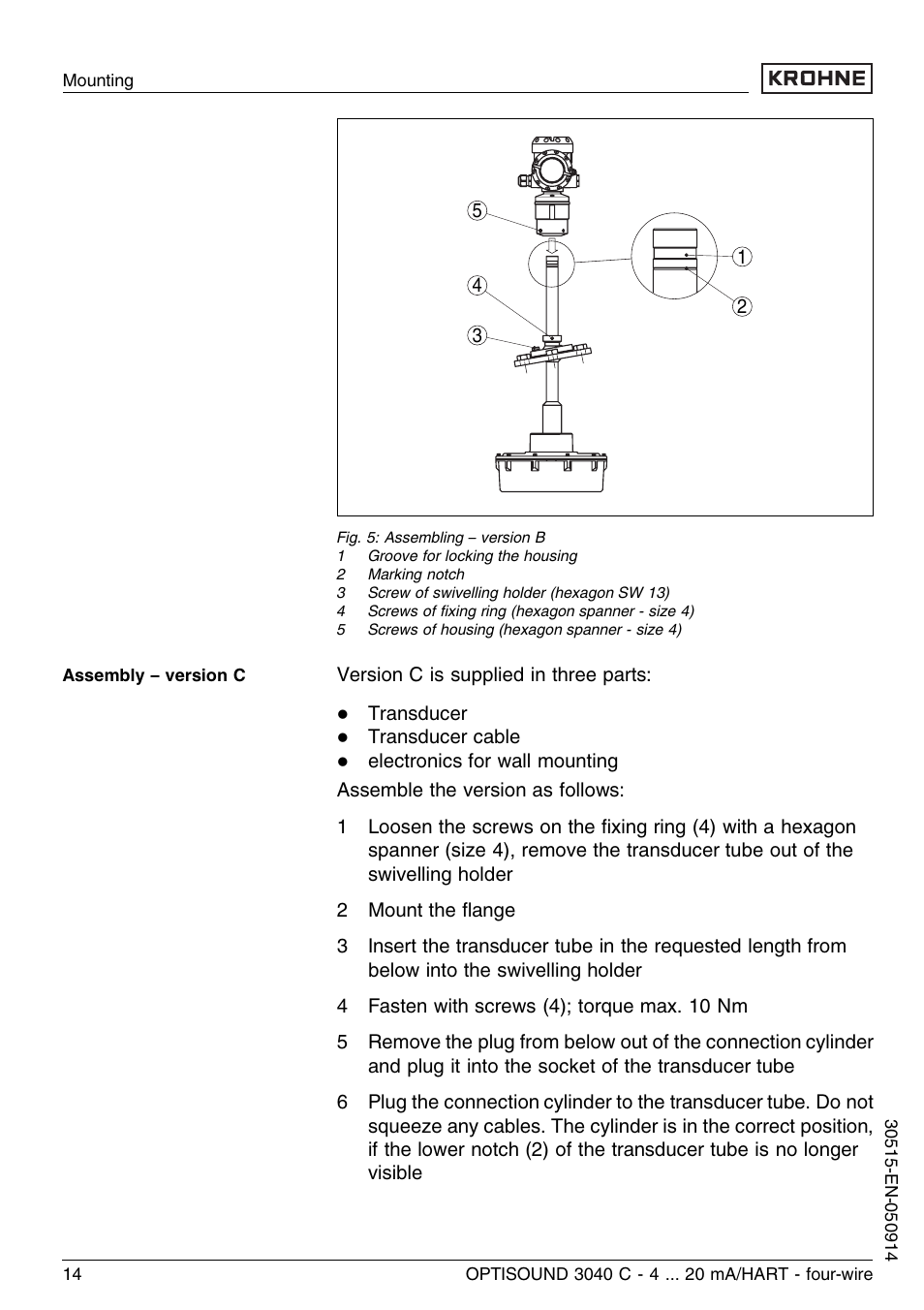 KROHNE OPTISOUND 3040 C 4wire EN User Manual | Page 14 / 52