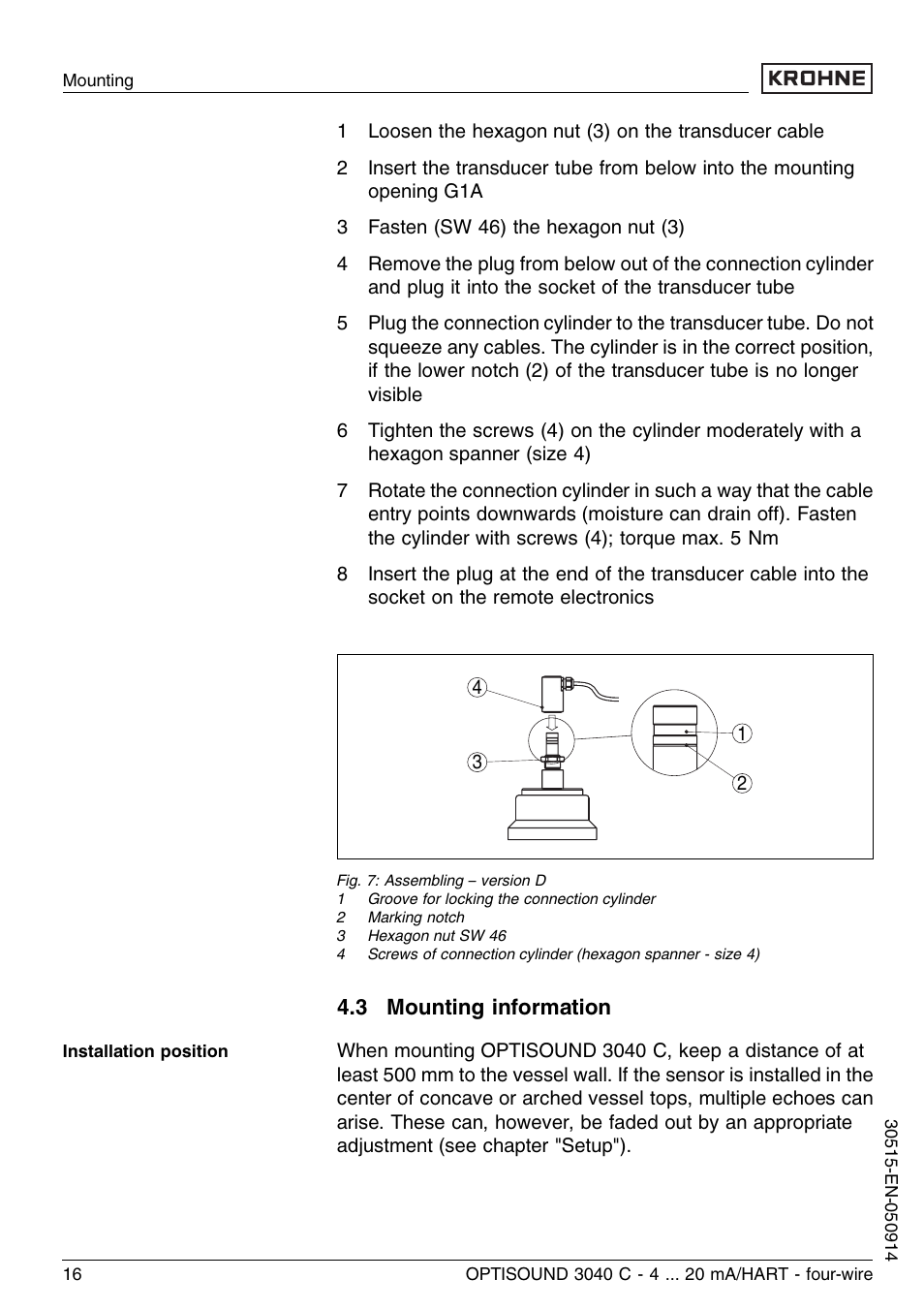 3 mounting information | KROHNE OPTISOUND 3040 C 4wire EN User Manual | Page 16 / 52