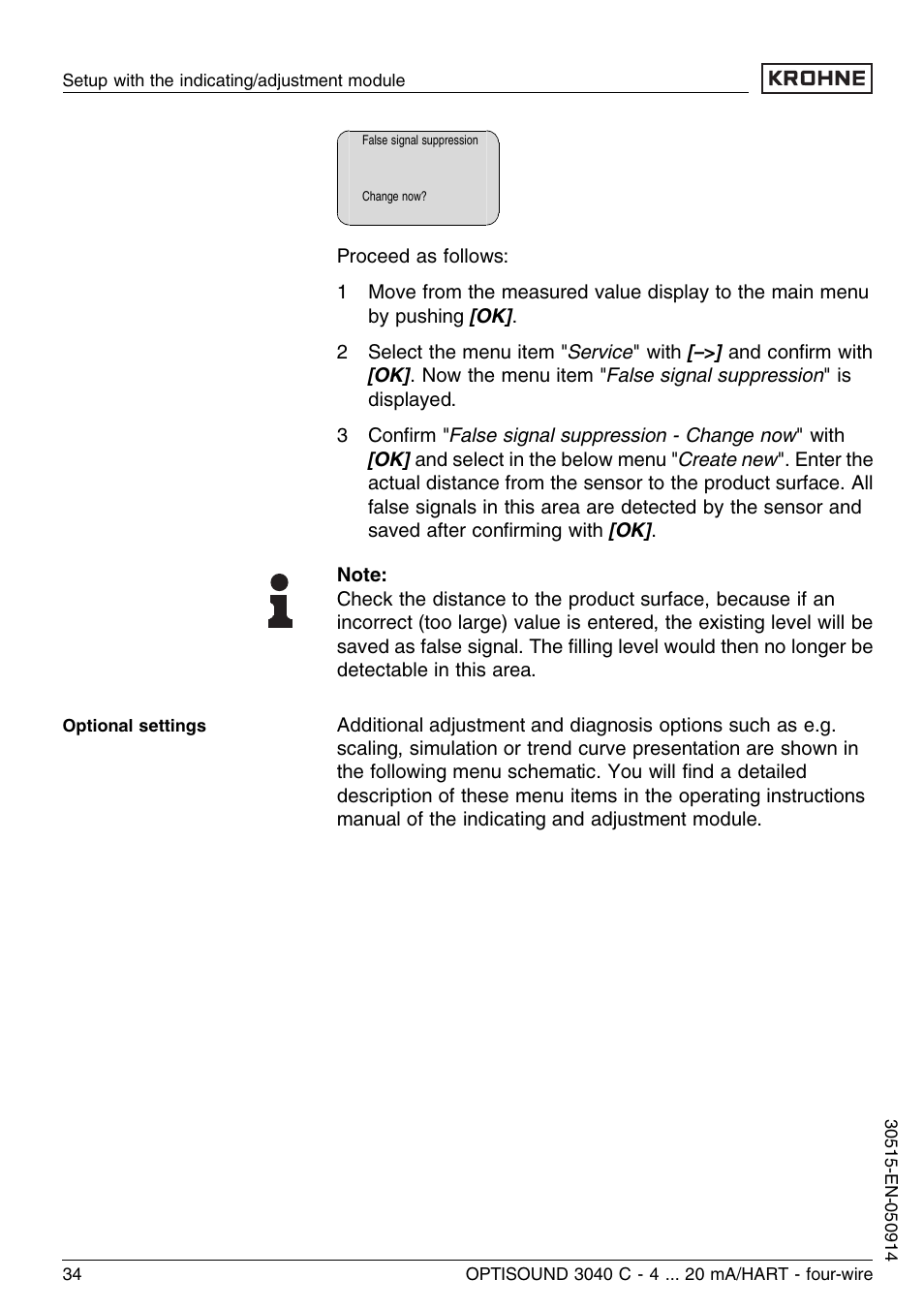 KROHNE OPTISOUND 3040 C 4wire EN User Manual | Page 34 / 52