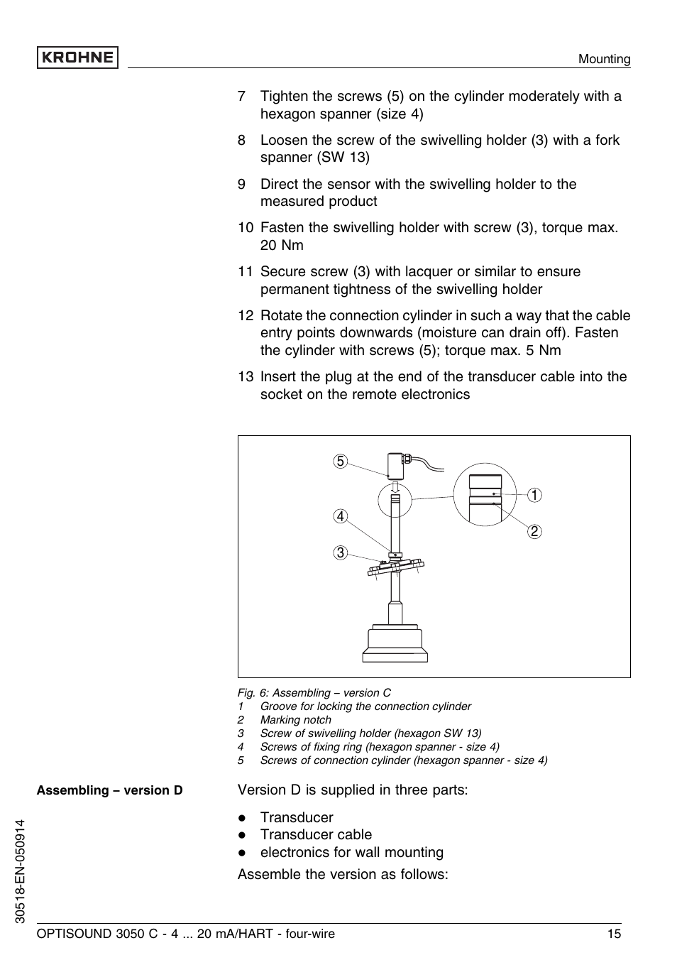 KROHNE OPTISOUND 3050C 4wire EN User Manual | Page 15 / 52