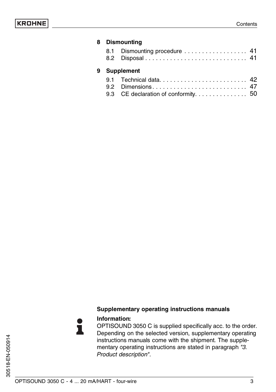 KROHNE OPTISOUND 3050C 4wire EN User Manual | Page 3 / 52