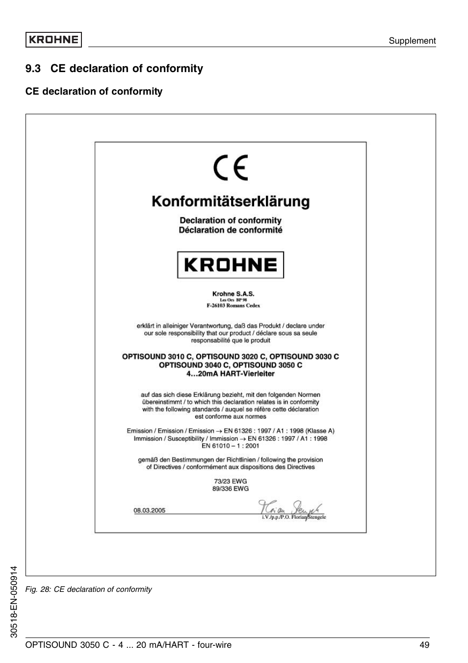 3 ce declaration of conformity | KROHNE OPTISOUND 3050C 4wire EN User Manual | Page 49 / 52
