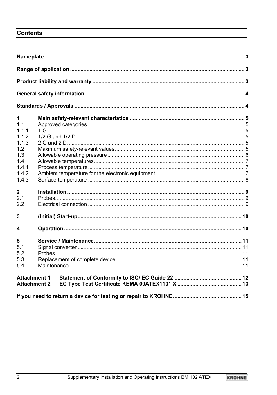 KROHNE BM 102 ATEX EN User Manual | Page 2 / 15