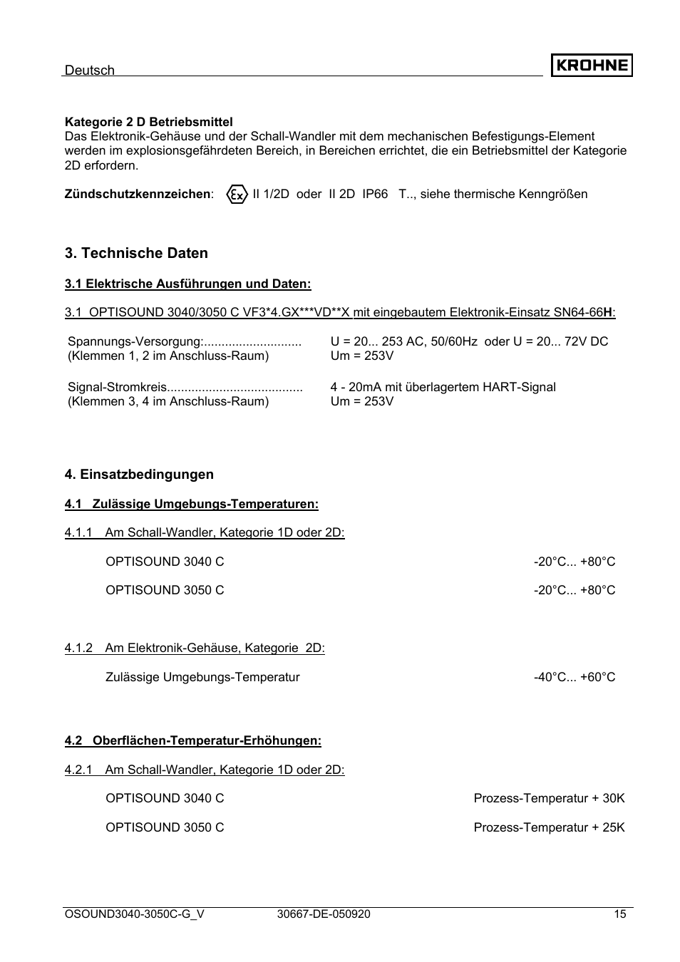 KROHNE OPTISOUND 3050 Ex ES User Manual | Page 15 / 32