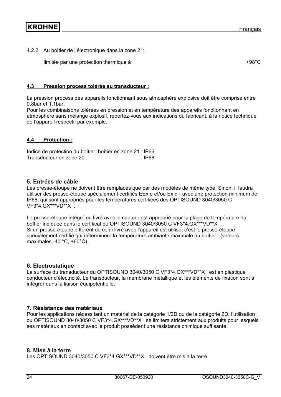 KROHNE OPTISOUND 3050 Ex ES User Manual | Page 24 / 32