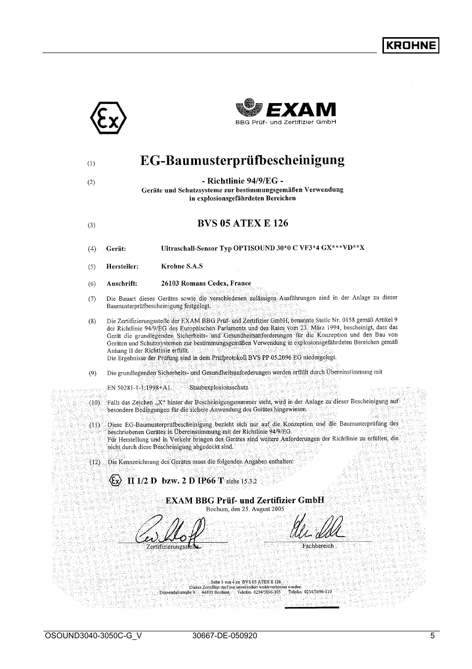 KROHNE OPTISOUND 3050 Ex ES User Manual | Page 5 / 32