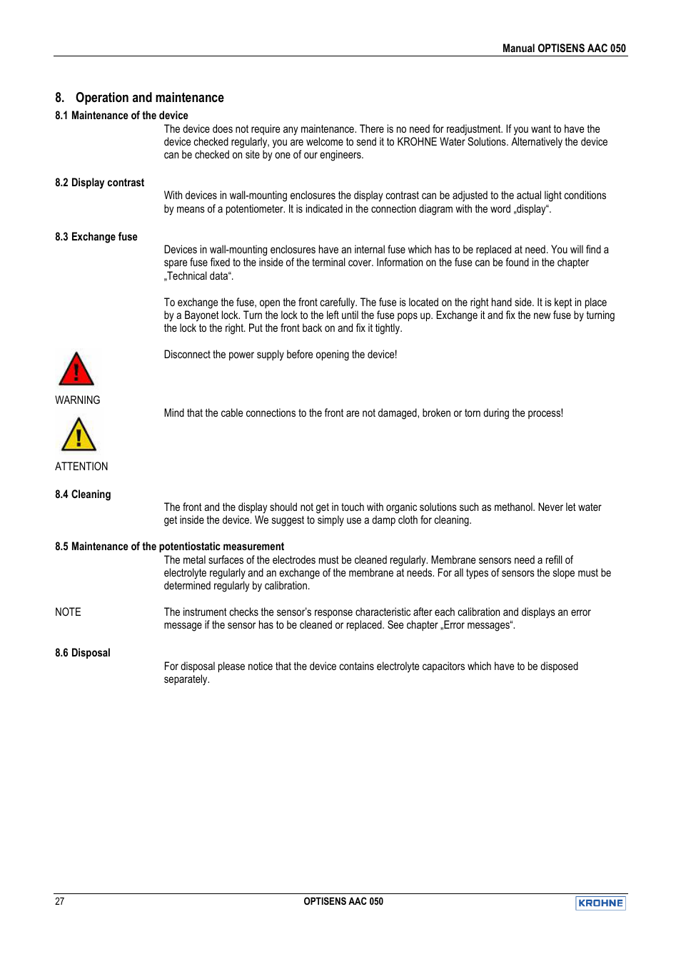 KROHNE OPTISENS AAC 050 EN User Manual | Page 27 / 32