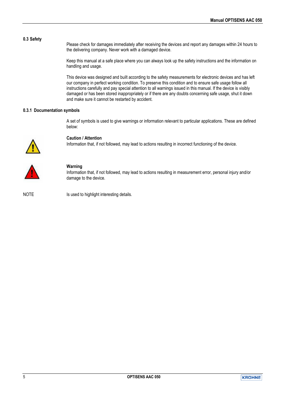 KROHNE OPTISENS AAC 050 EN User Manual | Page 5 / 32