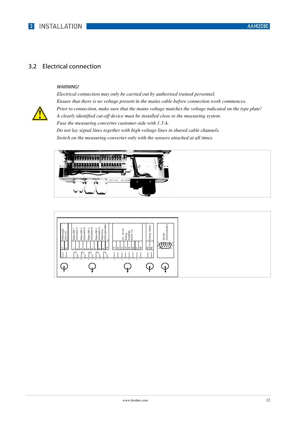 2 electrical connection | KROHNE OPTISENS PAM 2080 EN User Manual | Page 12 / 55
