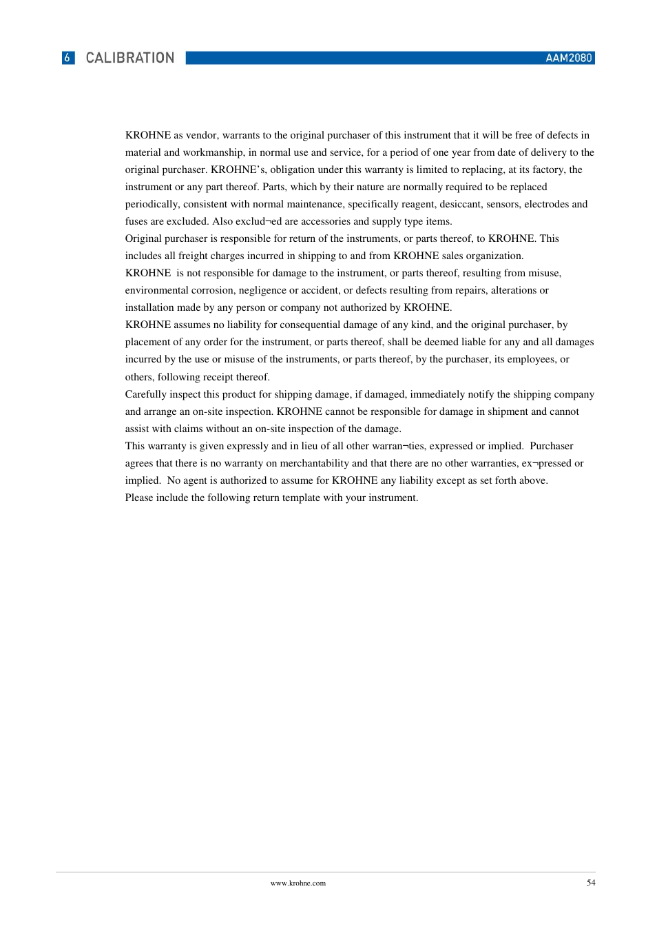 KROHNE OPTISENS PAM 2080 EN User Manual | Page 54 / 55