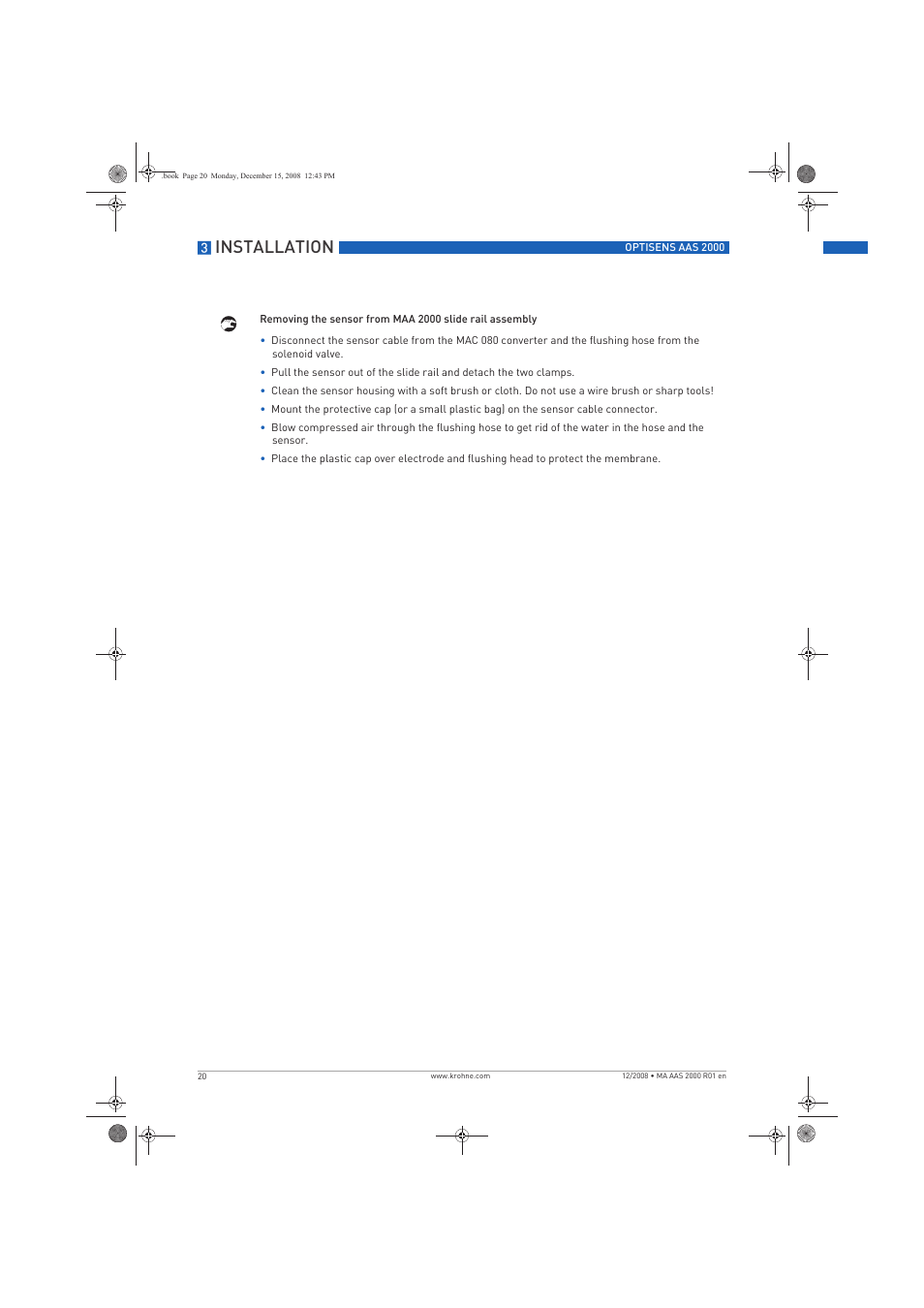 Installation | KROHNE OPTISENS AAS 2000 EN User Manual | Page 20 / 40