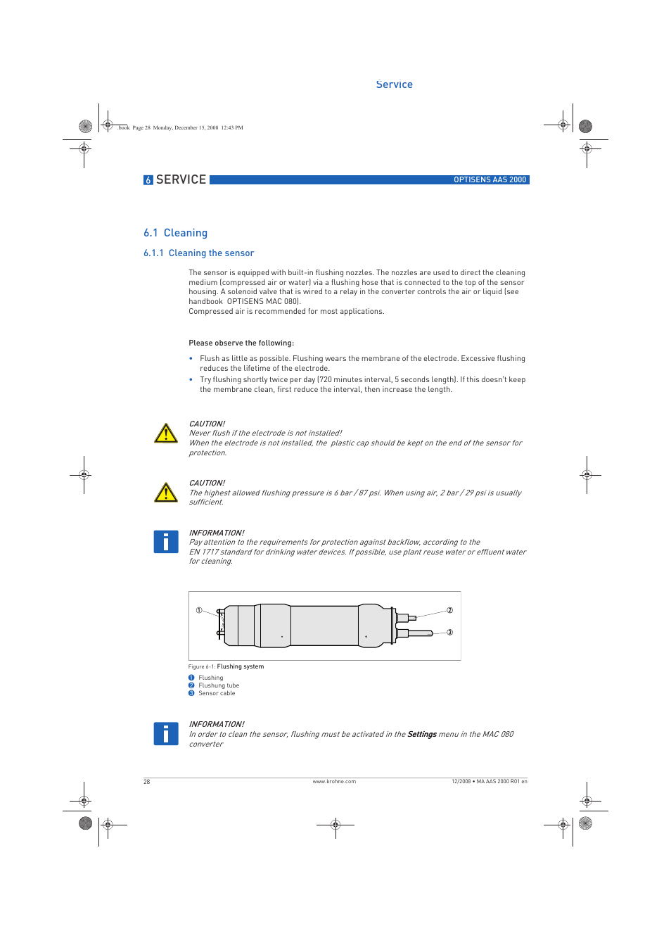 Service, Service 6.1 cleaning | KROHNE OPTISENS AAS 2000 EN User Manual | Page 28 / 40