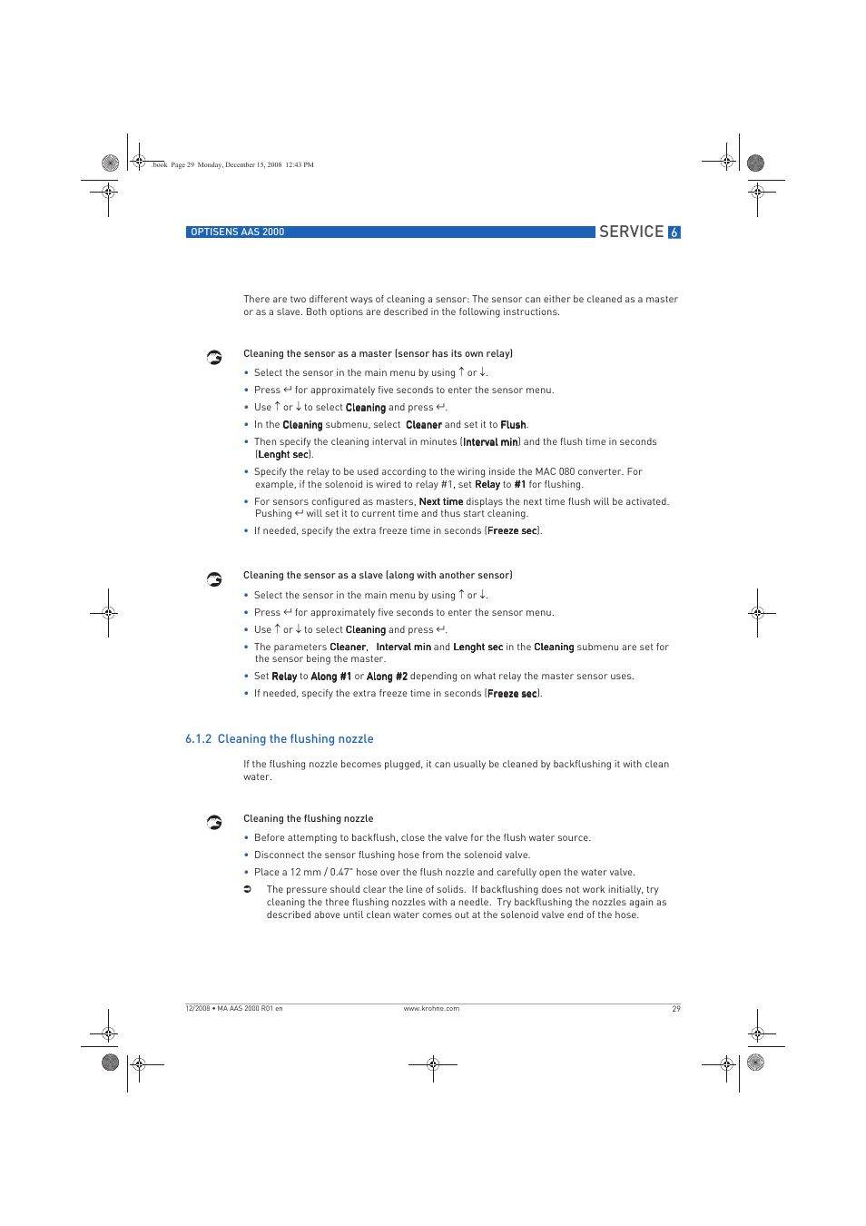Service | KROHNE OPTISENS AAS 2000 EN User Manual | Page 29 / 40