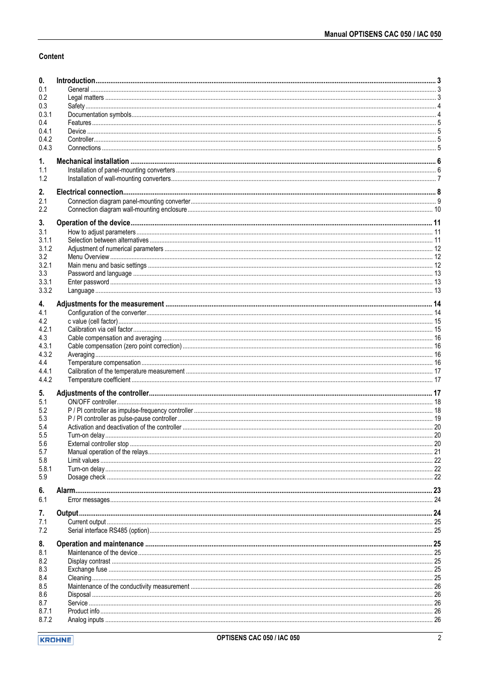 KROHNE OPTISENS CAC 050 EN User Manual | Page 2 / 30