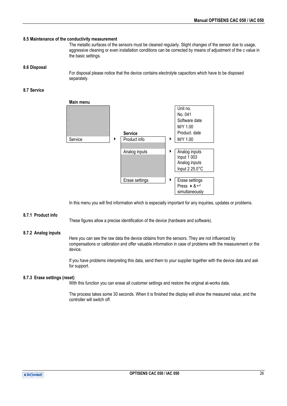 KROHNE OPTISENS CAC 050 EN User Manual | Page 26 / 30