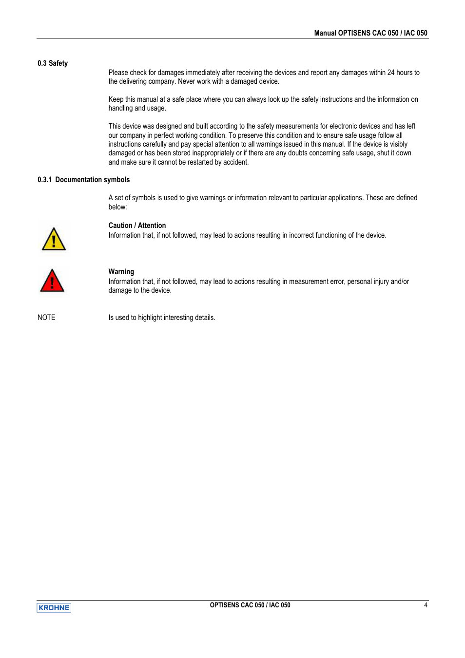 KROHNE OPTISENS CAC 050 EN User Manual | Page 4 / 30
