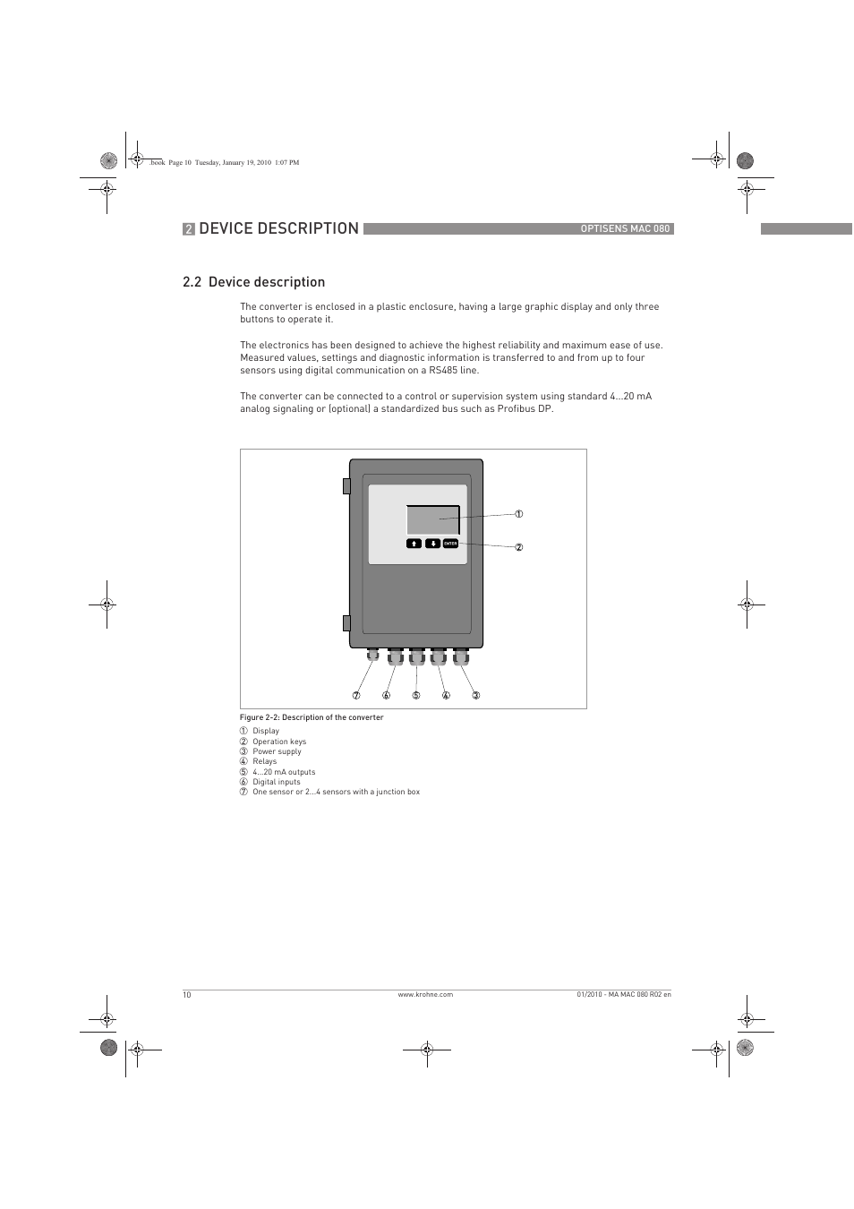 Device description, 2 device description | KROHNE OPTISENS MAC 080 EN User Manual | Page 10 / 56