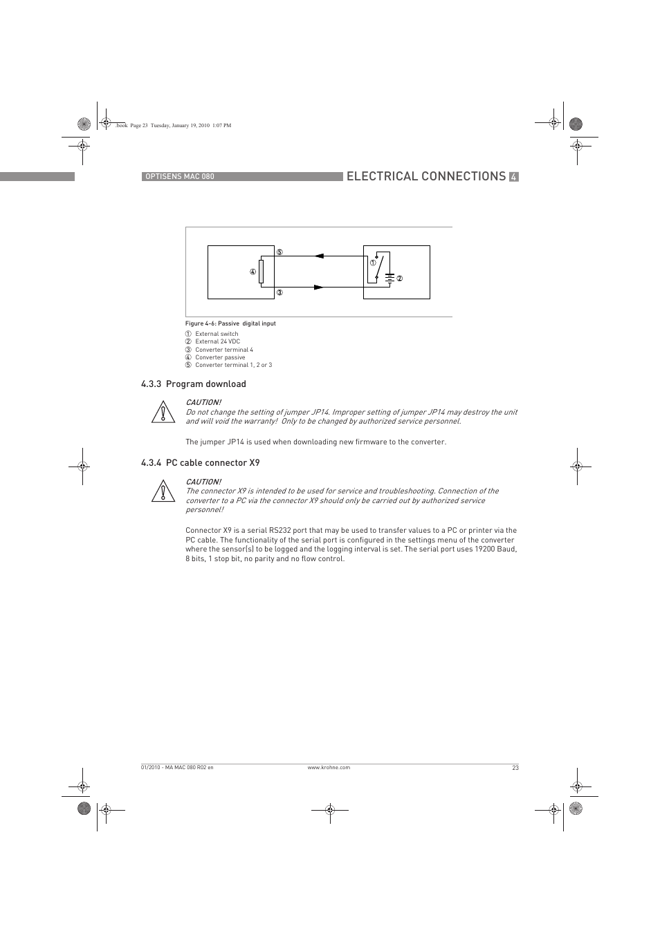 Electrical connections | KROHNE OPTISENS MAC 080 EN User Manual | Page 23 / 56