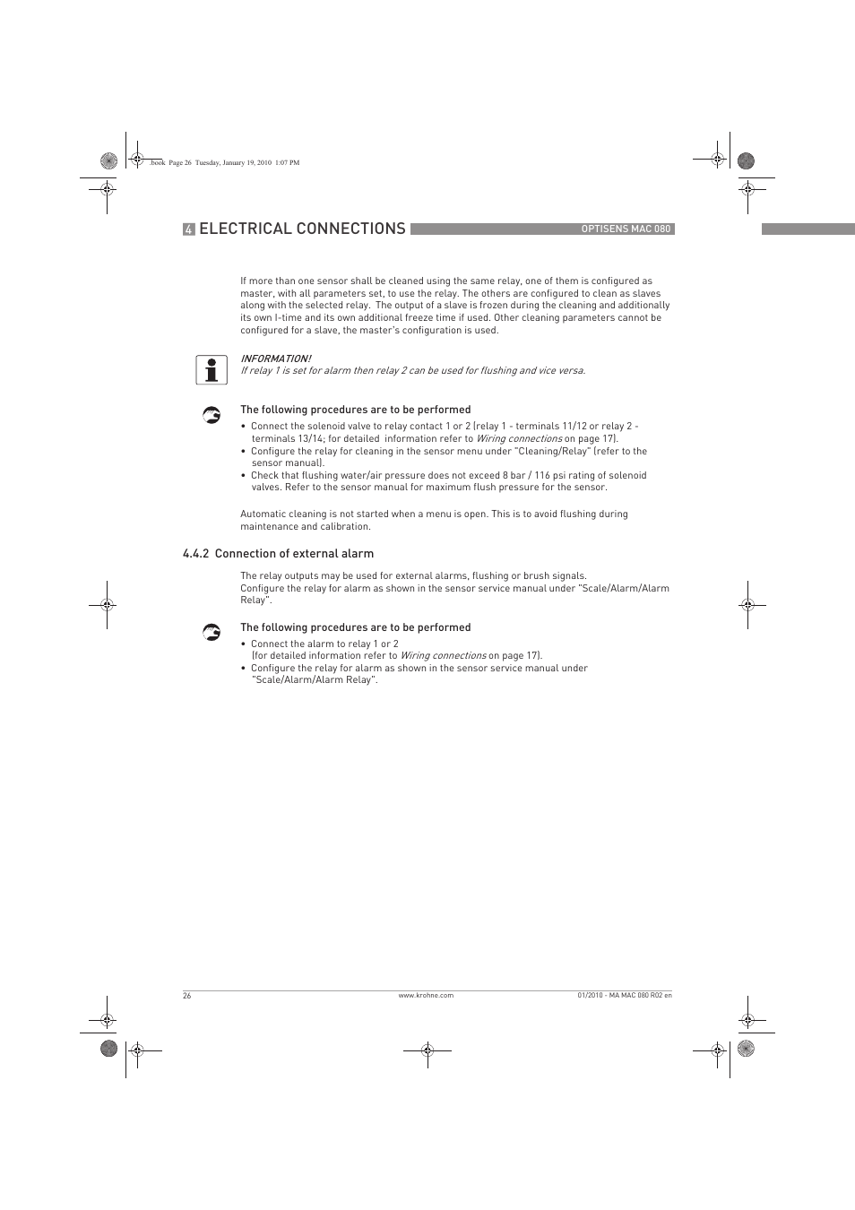 Electrical connections | KROHNE OPTISENS MAC 080 EN User Manual | Page 26 / 56