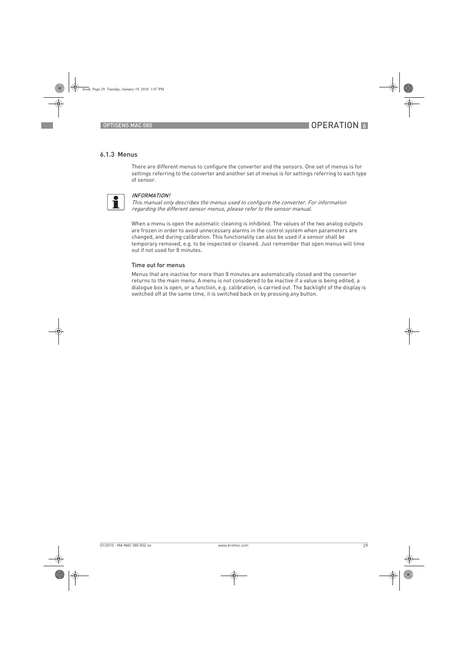 Operation | KROHNE OPTISENS MAC 080 EN User Manual | Page 29 / 56