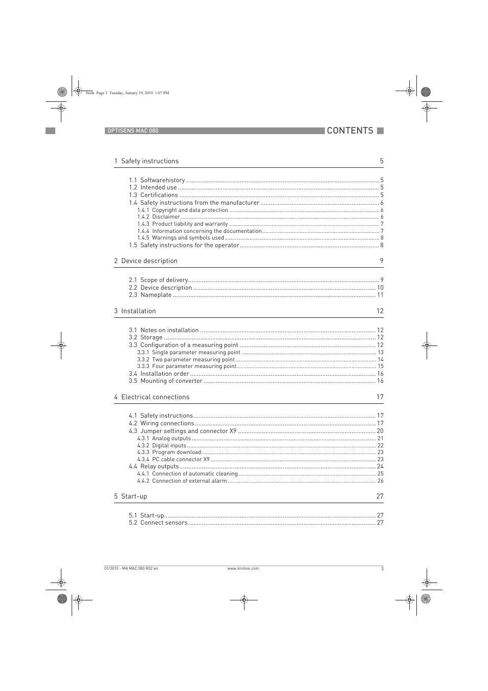 KROHNE OPTISENS MAC 080 EN User Manual | Page 3 / 56